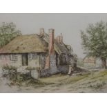 Print, Anne Hathaway's cottage by John Burt, Henry Walker pair cottage scenes signed in pencil,