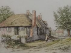 Print, Anne Hathaway's cottage by John Burt, Henry Walker pair cottage scenes signed in pencil,