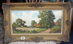 Vincent Selby, a pair of oils, country scenes, 19cm x 14cm in swept gilt frames.