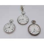 19th Century silver open face pocket watch and two other silver open face pocket watches including