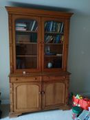 Victorian oak bookcase (glazed upper section).