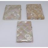 Three mother of pearl card cases.