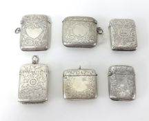 Six silver vesta's.