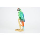 Swarovski Crystal Birds of Paradise Collection 2005 model, Macaw on maple stand, 23.5cm high,