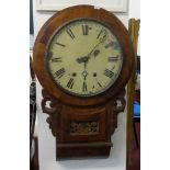 A 19th century walnut drop dial wall clock.