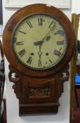 A 19th century walnut drop dial wall clock.