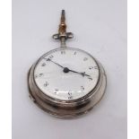 19th Century silver pair cased pocket watch with fusee verge movement signed 'F.Clements, London'