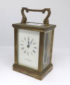 J.W. Benson, London, a brass cased carriage clock.