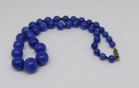Lapis lazuli bead necklace.