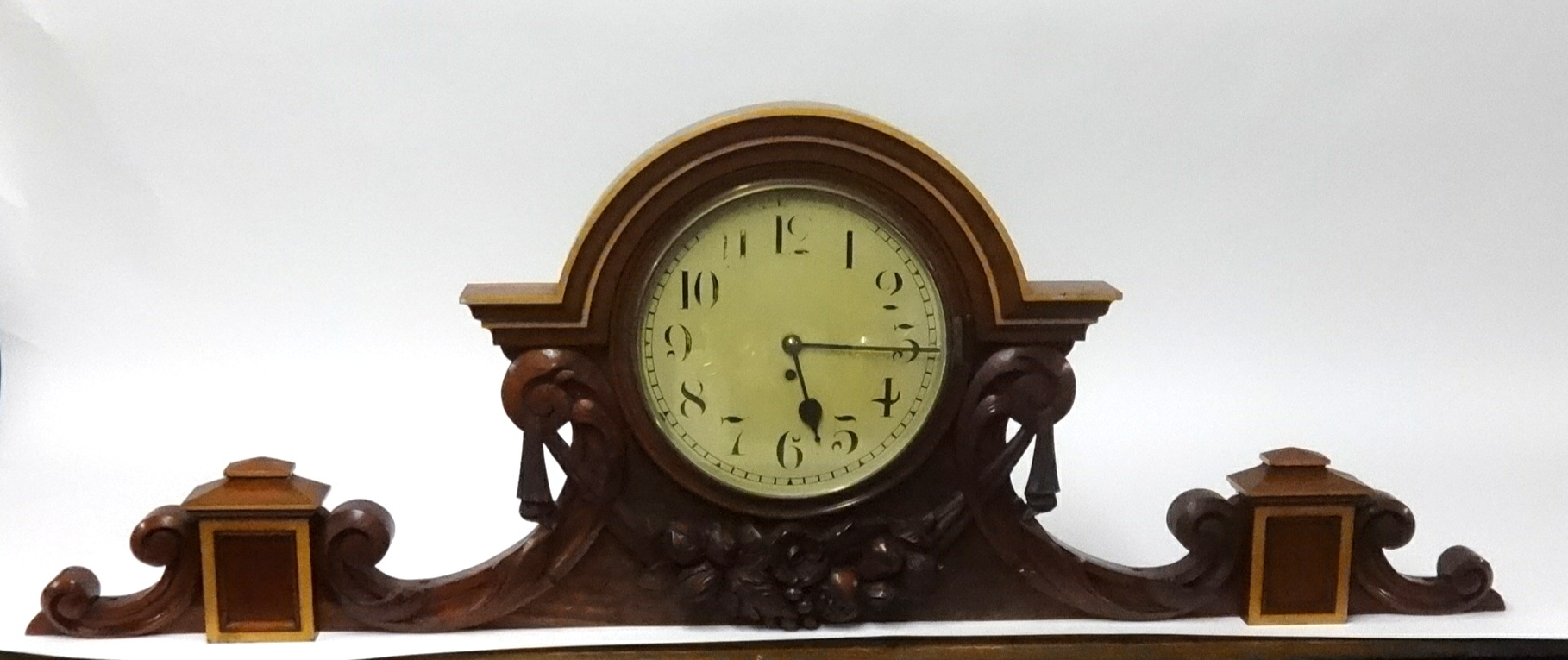 Late 19th/early 20th century board room clock with fusee movement in ornate carved mahogany and