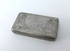 An antique Russian silver and niello snuff box.