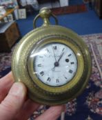 A 19th century French sedan clock. dial marked J.Schonauer, A.Bern in a circular brass case diameter