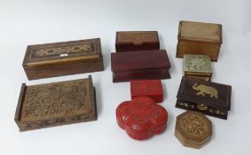 A Victorian parquetry inlaid walnut box together with various other boxes (10).