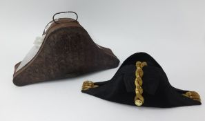 A 19th Century bicorn Naval hat by Jolliffe & Sons Devonport, with original tin case marked J