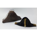 A 19th Century bicorn Naval hat by Jolliffe & Sons Devonport, with original tin case marked J