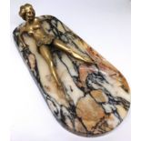 Erotic cigar cutter/ashtray, with marble base and gilt bronze figure, signed, Carl Kauba,