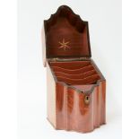 Geo III mahogany knife box the interior with divisions for cutlery, 30cm height.