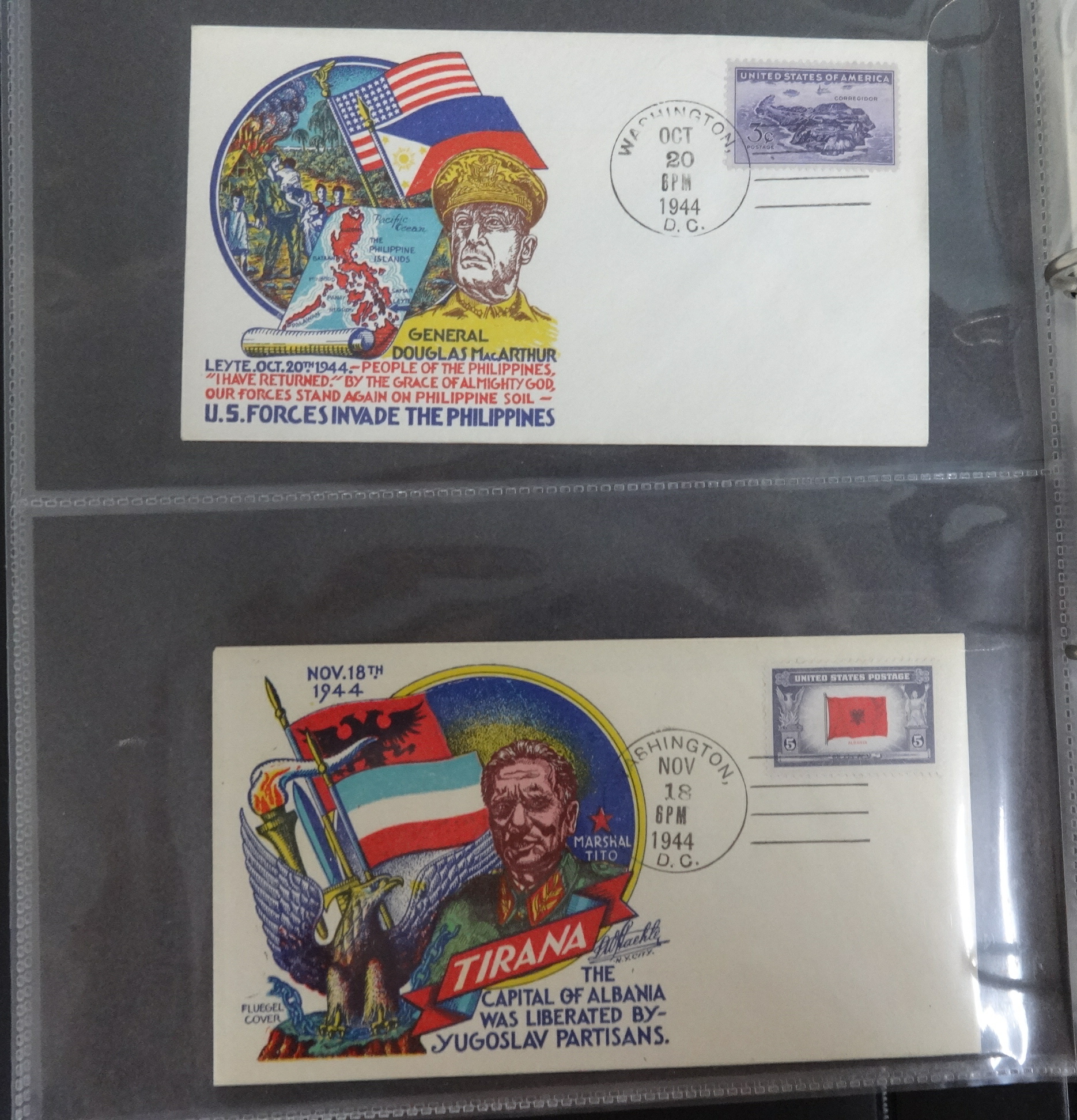 An album of rare Fluegels American Washington First Day Covers with 50 covers from D Day 1944 - Image 4 of 6