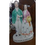 A 19th century Staffordshire group 'Prince and Princess', height 29cms.
