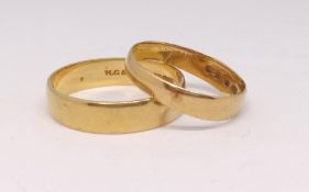 Two 22ct wedding bands, 7.60g.