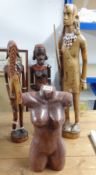 A collection of various African and other general wooden carvings (4).