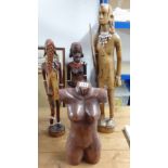 A collection of various African and other general wooden carvings (4).