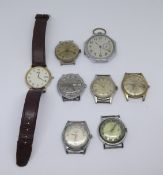 Waltham, octagonal pocket watch of Art Deco design, Seiko wristwatch and six vintage wristwatches