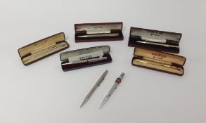 Yard-O-Led, a collection of seven propelling pencils including three rolled gold, boxed/cased.