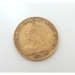 Victorian 1893 gold half sovereign.