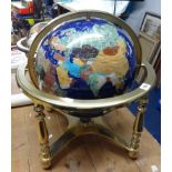 A gem set table globe, height approx 46cm.