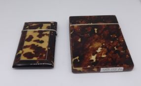 Two Victorian tortoiseshell card cases.