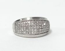 An 18ct white gold and diamond pave set ring, approx 0.50ct, size J.