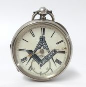 A silver Masonic pocket watch, William Ehrhardt, Birmingham 1876.
