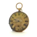 An antique 14ct open face pocket watch the back plate No.10838, marked 'Patent Lever', the dial with