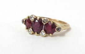 A ruby and diamond ring, size K.