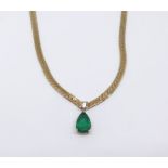 An 18ct emerald and diamond pendant necklace, approx 11.60gms.