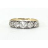 An 18ct five stone diamond ring, size N.