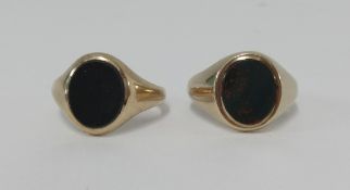 Two 9ct bloodstone rings.