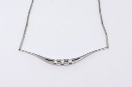 A contemporary 14ct white gold and diamond set necklace, approx 7.20gms.