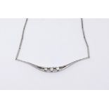 A contemporary 14ct white gold and diamond set necklace, approx 7.20gms.