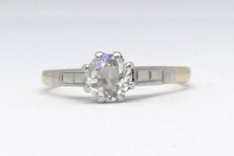 A 18ct diamond solitaire ring, old cut, approx 0.75cts, size M.