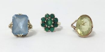 Three 9ct gold dress rings, approx 18.80gms.