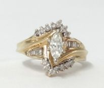 A 14ct diamond dress ring, size K.