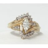 A 14ct diamond dress ring, size K.