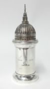A silver pepper grinder, by Christopher Bowen, commissioned by the Salters' Company , depicting