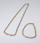 An 18ct gold necklace and bracelet set, 53gms.