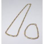 An 18ct gold necklace and bracelet set, 53gms.