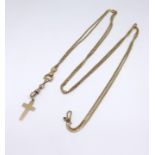 A 9ct gold chain and cross, approx 28.80gms.