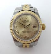 Rolex, a Oyster Perpetual Datejust ladies steel and gold wristwatch with spare link, box and papers,