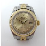 Rolex, a Oyster Perpetual Datejust ladies steel and gold wristwatch with spare link, box and papers,